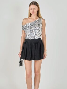 Endless Rose Silver Sequin Scoop Neck Camisole